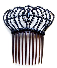 Faceted French jet hair comb Victorian mourning Spanish style hair accessory | eBay Jet Hair, Memento Mori Jewelry, Antique Hair Combs, Vintage Comb, Decorative Hair Combs, Victorian Hairstyles, Period Clothing, Vintage Hair Combs, Hair Comb Accessories