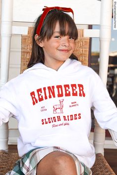 Cozy mid-weight hoodie with a festive Holiday graphic printed on the front and sleeve. Relaxed fit with a kangaroo pocket and ribbed cuffs and hem. Perfect gift for kids and tweens this Christmas! Christmas Content, Holiday Hoodies, Sleepwear Dress, Hoodie White, Cute Preppy Outfits, Sleigh Ride, Boy Accessories, Cricut Creations, Buy Buy Baby