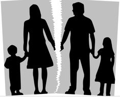 the silhouettes of two people and a child are shown as if they were split in half