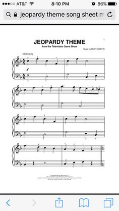 the sheet music for jeopardy theme