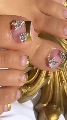 #toenails #acrylic #acrylicnaildesign #selfcare #nails Chrome Frenchies, Toenails Acrylic, Gold Toe Nails, Nails Toes, Queen Nails, Gel Toe Nails, Acrylic Toes, Acrylic Toe Nails, Toe Nail Color