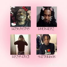 four different pictures of people with cat ears on their heads and the same person has his face painted pink