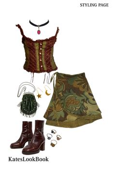 Earthy Witchy Aesthetic, Y2k Witch Outfit, Whimsical Witch Aesthetic Outfit, Whimsic Gothic Outfits, Earthy Witch Outfits, Whimsical Witch Outfit, Whimsical Summer Outfit, Whimsigoth Outfits Aesthetic, Fall Earthy Outfits