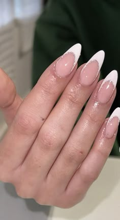 Formal Nails, French Tip Acrylic Nails, Work Nails, Classic Nails, Classy Acrylic Nails, Almond Acrylic Nails, Prom Nails, Classy Nails, Funky Nails