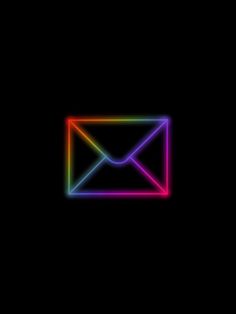 an email envelope is glowing in the dark with neon colors on it's side