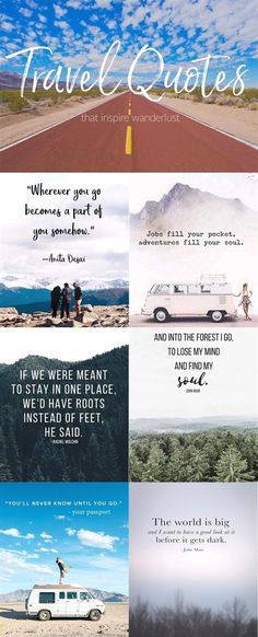 the travel quotes in different languages are shown on top of each other, and below it is