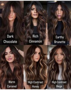 Temporary Highlights For Black Hair, Money Pieces For Black Hair, Brunette Hair Tones, Balayage Hair Color For Black Hair, Dark Brunette Hair With Caramel Highlights, Fall Hair Tones, Edgy Brown Hair Color, Boho Haircolor, Latina Balayage