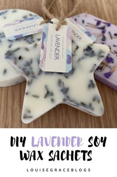 two soaps with lavender and lavender on them, one is shaped like a star