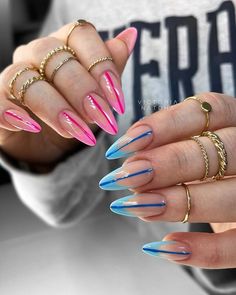 Nails And Rings, Colorful Nails, Chic Nails, Dope Nails, Short Acrylic Nails, Best Acrylic Nails