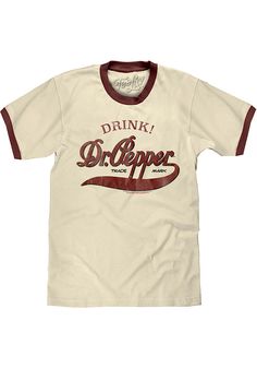 Officially licensed Dr Pepper product. Soft ringspun cotton, Contrasting 1x1 baby rib binded collar and sleeves, Taped neck and shoulders, Side seams, Printed in USA, 100% Combed Ringspun Cotton, Machine wash, tumble dry, 8 Cute Vintage Tees, Vintage T-shirt, Graphic T-shirts, Vintage Ringer Tee, Graphic Tees Men, Fun Graphic Tees, Graphic Tees For Men, Vintage Graphic Tees, Vintage Tee Shirts