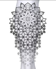 an artistic drawing of a white vase with black and white designs on the bottom half