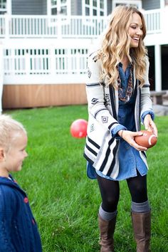 Long Sweater, Denim Shirt Dress, Tights, Boots Nursing Mom Fashion, Jean Dress, School Looks, Outfit Trends, Denim Shirt Dress, Dress Outfit