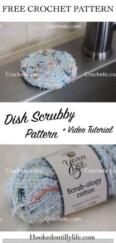 the instructions for how to make a crochet dish scrubby