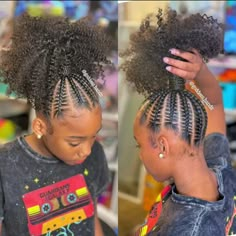 Little Black Girls Braided Hairstyles For Kids Updo, Hair Braided Up Into Ponytail, Braided Updo For Black Kids, Kids Feed In Ponytail, Ponytail Braid Hairstyles Black Kids, Braids Up Into A Ponytail, Cheer Comp Hairstyles, Braided Ponytail With Weave, Black Kids Hairstyles Ponytails