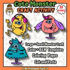 the cut - monster craft activity is designed to help children learn how to make their own monsters