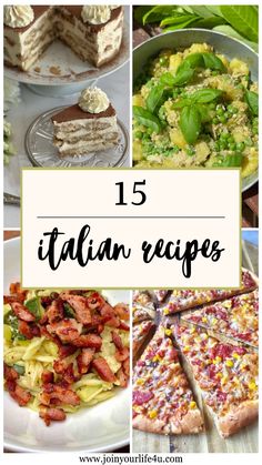 the top 15 italian desserts with text overlay that reads, 15 italian recipes