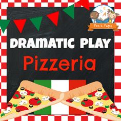 an advertisement for a pizza restaurant with two hands holding slices of pizza in front of the sign