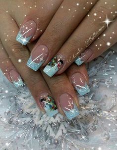 Chris Nails, White Winter Nails, Christmas Present Nails, Winter Nail Art Designs, Festive Nails, Fingernail Art, Bright Nail Designs, Purple Glitter Nails, Snowflake Patterns