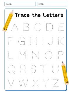 trace the letters worksheet with two pencils