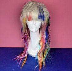 Drag Wigs Styling, Drag Hairstyles, Split Dye Wig, Unique Wigs, Cool Wigs, Crazy Wigs, Drag Hair, High Fashion Hair