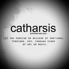 the words catharsis are written in black and white