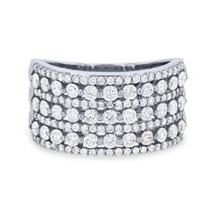 This stunning fashion band features seven rows of round brilliant cut diamonds, all totaling 1.50 carats. A single-prong setting is used every other row to create a beautiful contrast. Diamonds Direct, Diamond Fashion, Round Brilliant Cut Diamond, Round Brilliant, Online Jewelry, Prong Setting, Fashion Rings, Diamond Engagement, Diamond Engagement Rings