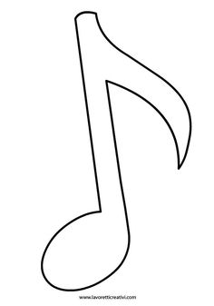 a black and white drawing of a musical note