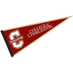 a red and white pennant with the college of charleston on it's bottom corner