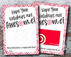 two christmas cards with the words, hope your holidays are awesome