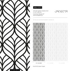 the back side of a wall paper with black and white designs on it, including lines