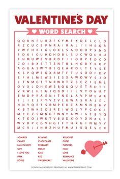 valentine's day word search printable