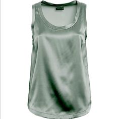 Brand New With Tags, Brunello Cucinelli Silk Satin Top Sleeveless, Medium. Green/Gray Luxurious Stretch Silk Satin Top, Scoop Neck. Crafted From Silk Satin, This Versatile Elegant Tank Top Is Detailed With Scoop Neck And Slightly Rounded Hem. Pullover Style. Relaxed Fit. Made In Italy Brand Id: M0c59e0410c2943 96% Silk, 4% Elastane Chic Sleeveless Silk Vest, Chic Silk Sleeveless Tank Top, Spring Silk Sleeveless Vest, Silk Sleeveless Summer Vest, Sleeveless Silk Summer Vest, Elegant Tank Tops, Silk Sleeveless Top, Grey Tank Top, Gray Tank