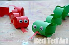 some very cute looking paper crafts made to look like caterpillars