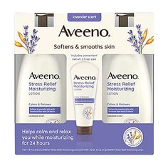 Aveeno Stress Relief Moisturizing Body Lotion with lavender scent and prebiotic oat helps calm and relax you while moisturizing for a full 24 hours to leave skin soft and smooth. Using the goodness of nature and the power of science, this soothing daily body lotion is made with prebiotic oat and intensely hydrates skin, leaving it feeling soft and smooth. It also combines the calming scent of lavender and prebiotic oat to help calm and relax you as you massage it into your skin to help you unwin Scented Body Lotion, Moisturizing Body Lotion, Calming Scents, Dermatologist Recommended, Moisturizing Lotions, Dye Free, Lavender Scent, Hydrate Skin, Hand Cream