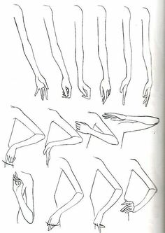 a drawing of different poses and hands