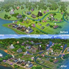 Willow Creek Map Replacement - DOWNLOAD | Patreon Sims 4 Willow Creek Save File, Sims 4 Willow Creek Map Ideas, Willow Creek Sims 4 Map, Willow Creek Sims 4 Map Ideas, Sims 4 Willow Creek Makeover, Sims 4 Skills, The Sims 4 Lots, Sims 4 Cheats, San Myshuno