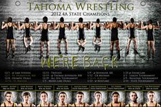 a poster for the 2012 state championships featuring women's wrestling team and their names