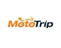 the moto trip logo is shown on a white background with an orange and black stripe