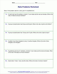 worksheet to solve the problem for problems