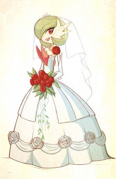 a drawing of a woman in a wedding dress with flowers on her bouquet and veil over her head