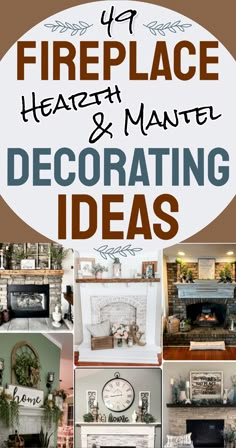 fireplace decor ideas Farmhouse Decor For Fireplace Mantle, How To Decorate My Fireplace, How To Decorate A Stone Fireplace, Fireplace Top Decor, Decorate Hearth Fireplace, Fireplace Harth Decorations, Decorating Brick Fireplace, Decorating A Brick Fireplace