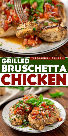 Make an easy low carb dinner with this Grilled Bruschetta Chicken recipe! This healthy bruschetta chicken is packed full of Italian flavor. Fresh tomatoes, garlic, balsamic, and Italian seasoning light, refreshing taste. Save this chicken dinner recipe for later! Juicy Grilled Chicken Breast, Chicken With Mozzarella, Chicken Bruschetta Recipe, Homemade Bruschetta, Healthy Dinner Recipe, Grilled Bruschetta, Bruschetta Chicken, Summer Grilling Recipes, Easy Homemade Recipes