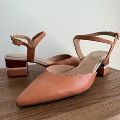 Rockport - Total Motion Noelle Two Piece Leather Pumps In Canyon Stone Size 9 Brand New. No Original Box. Camel, Cognac, Terracotta Black Patent Pumps, Strappy Pumps, Rockport Shoes, Womens Pumps, Cork Wedges Sandals, Nude Heels, Pump Dress, Comfy Shoes, Dark Brown Leather