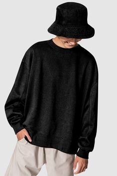 Sweater mockup, street apparel design | premium image by rawpixel.com / Aom W. Hat Mockup, Sweater Mockup, Man In Black, Black Bucket Hat, Black Bucket, Sweatshirt Mockup, Black Jumper, Black Sweater