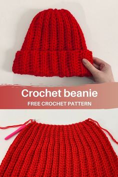 a crochet beanie is shown with the text, free crochet pattern