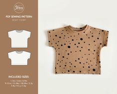 the sewing pattern for this t - shirt is easy to sew, and has an adorable polka dot design