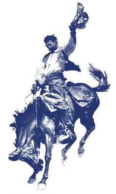 a drawing of a man riding on the back of a horse with a glove in his hand