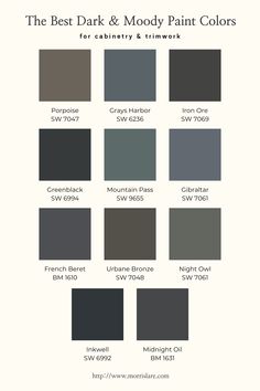 the best dark and moody paint colors for cabinetry & trimwork by color