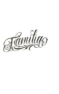 the word familio written in cursive writing on a white paper with black ink