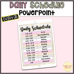 the daily schedule for dairy schedule is shown in pink and white, with black lettering